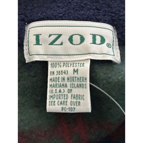 Izod 1/4 Zip Fleece Jacket Size Medium Navy Plaid NWT - Picture 3 of 6